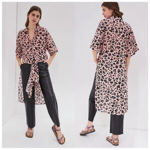 Anthropologie Maeve Rita Printed Tunic Blouse Sz 2X High-Low Hem 100% Viscose